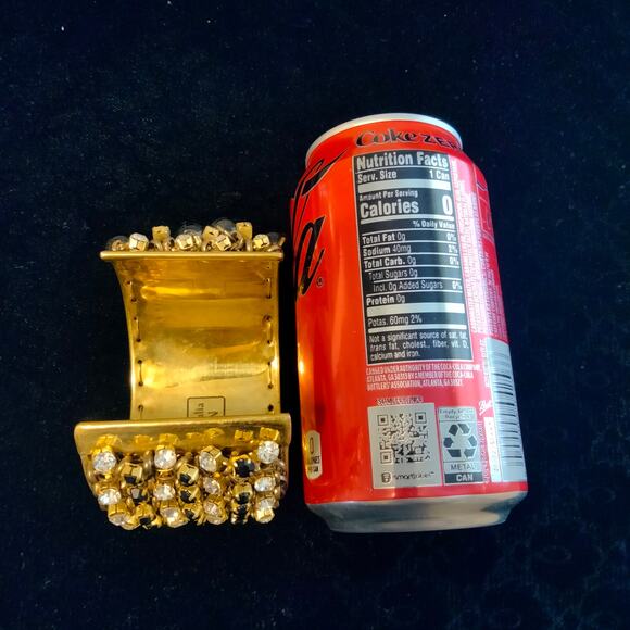 Iris Apfel & Bajalia Black & Clear Rhinestone Gold Toned Cuff Bracelet - Picture 4 of 14